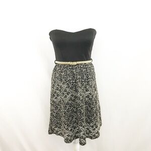 Papaya Black & Gold Strapless Party Dress
